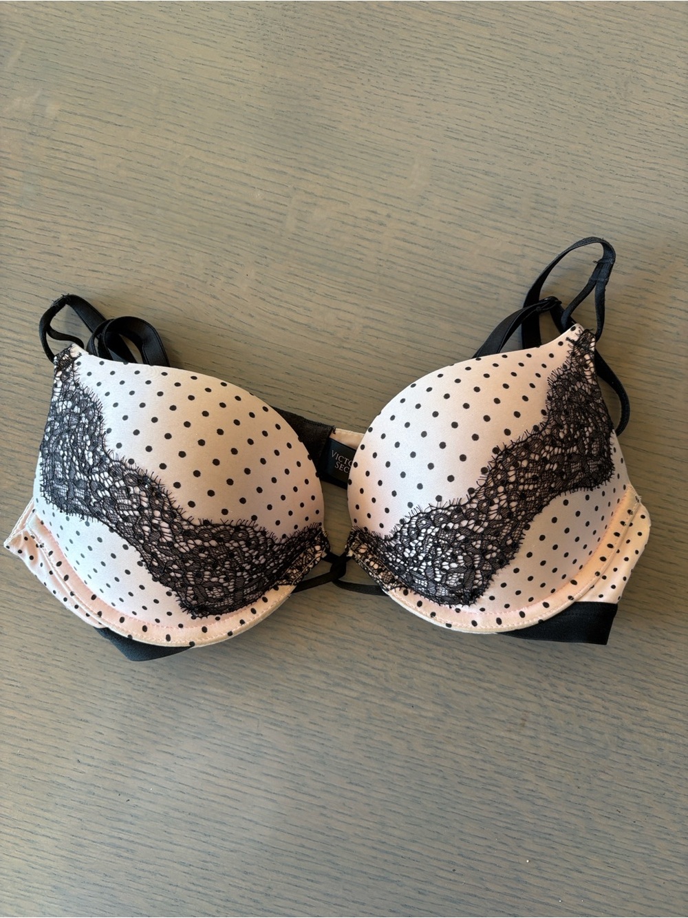 VICTORIA’S SECRET Bombshell Push-up Bra in Classic Pink, Black Polka Dots & Trim